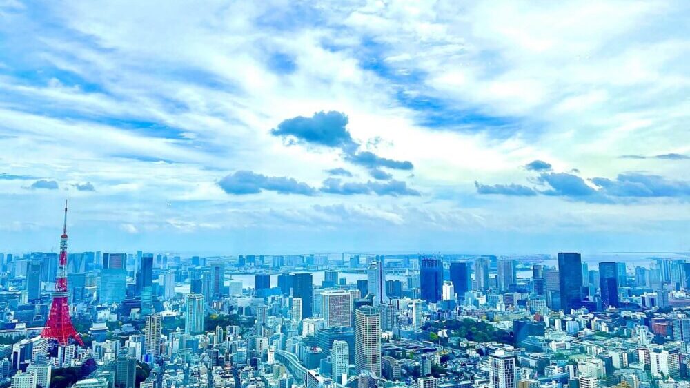 眼下に広がる東京の街　背景